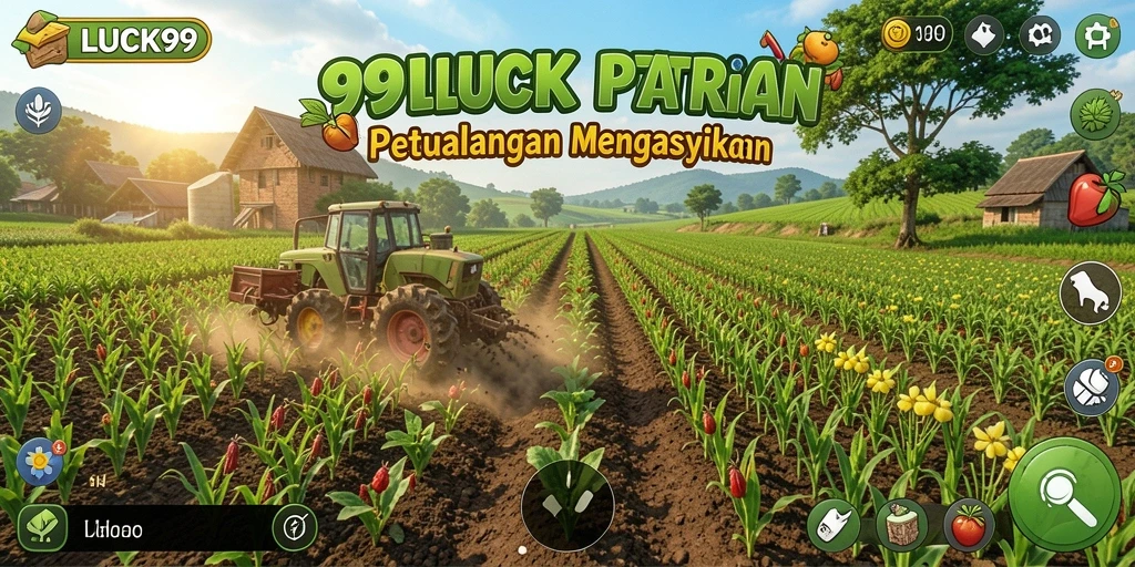 Gameplay seru dari 99LUCK99 menampilkan aktivitas berkebun dan beternak.