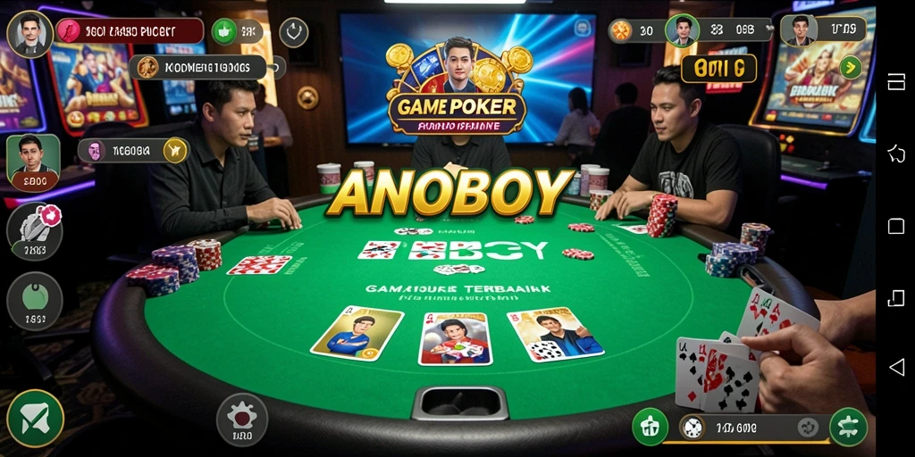 Tampilan menarik dari gameplay Poker di ANOBOY.