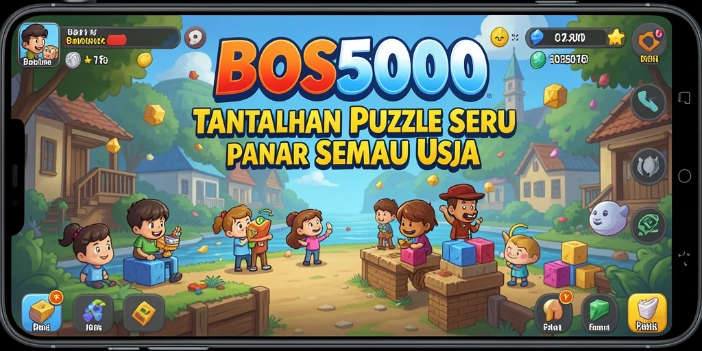 Tangkapan layar utama game BOS5000 menampilkan gameplay puzzle yang menarik.