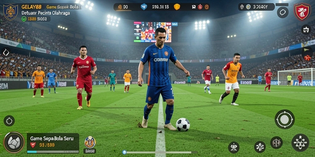 Tangkapan layar gameplay GELAY88 dengan aksi sepak bola yang menegangkan.