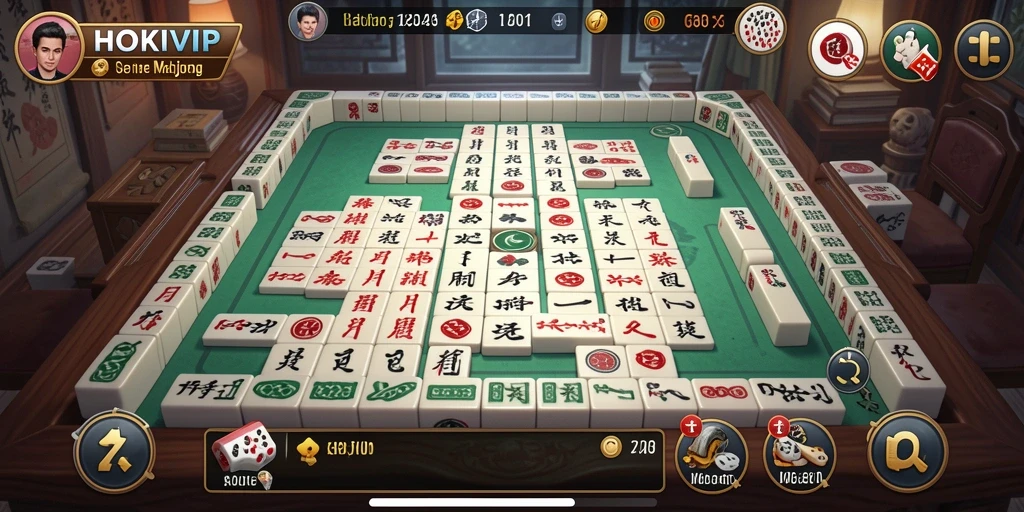 Screenshot utama HOKIVIP menampilkan gameplay Mahjong yang menarik.