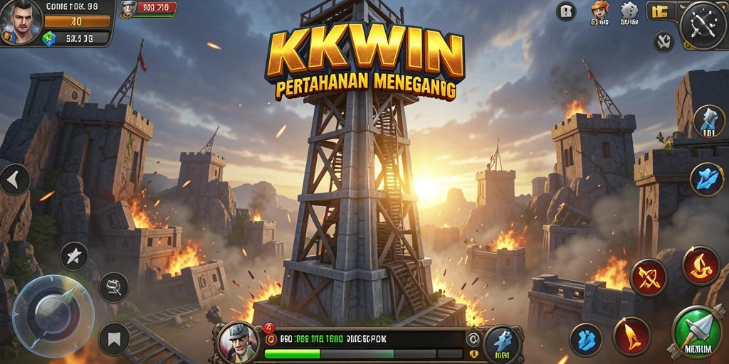 Tampilan menegangkan dari gameplay Tower Defense KKWIN.