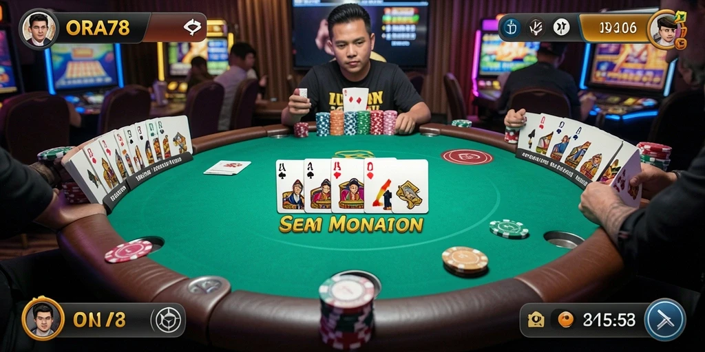 Tampilan gameplay seru dan interaktif dari ORA78 Poker.